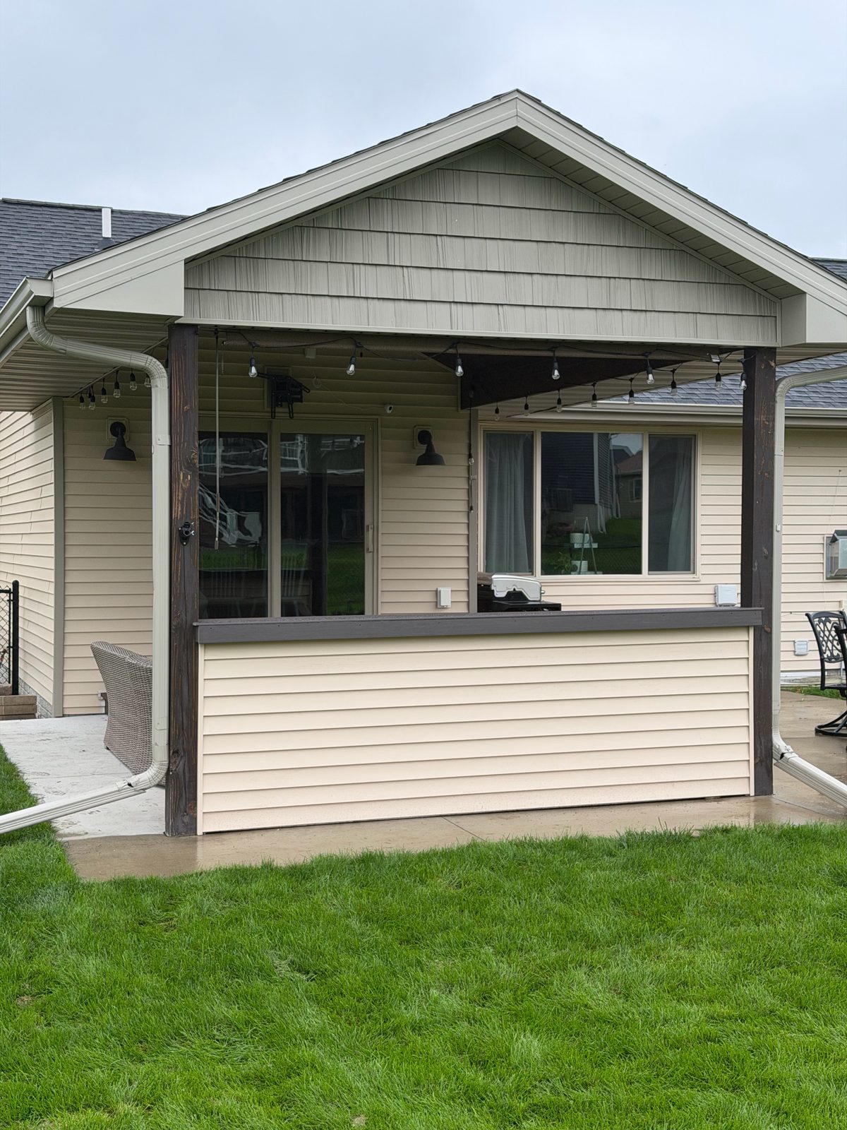 New deck with railing, Grimes
