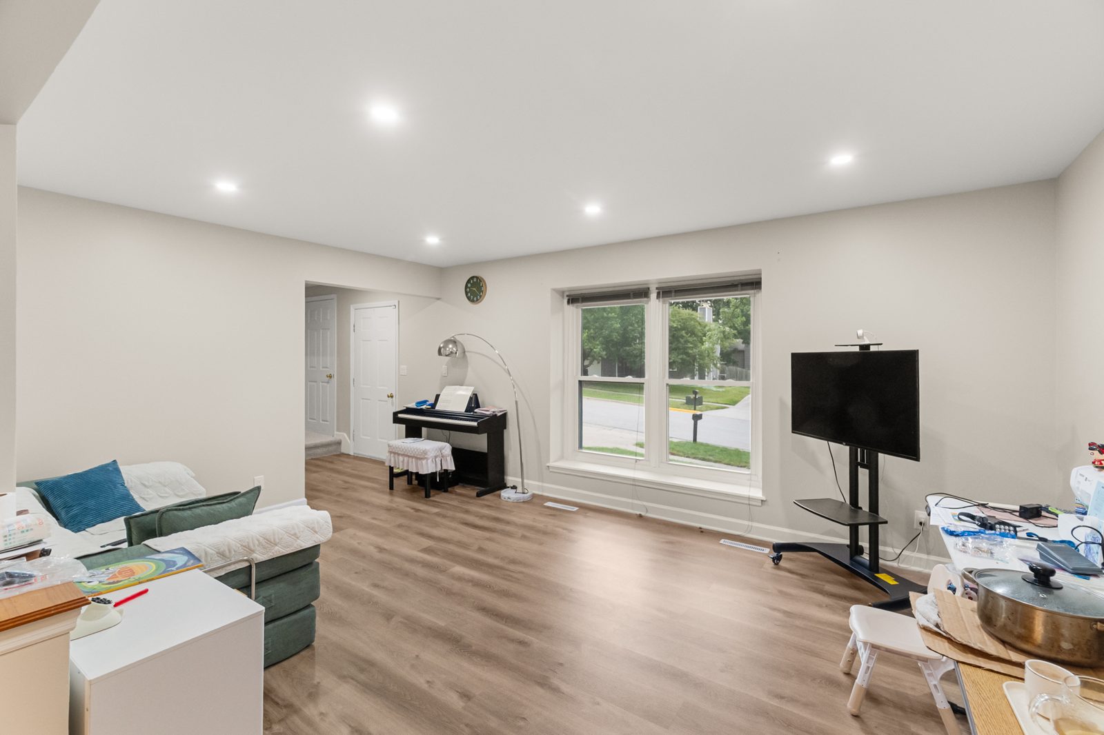 Finished living area with new flooring